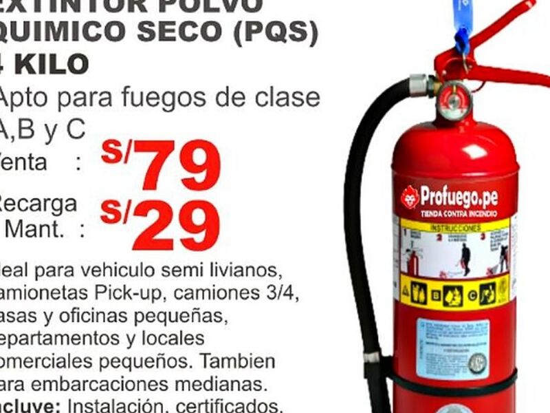 Extintores POLVO QUIMICO SECO (PQS) 04K Perú