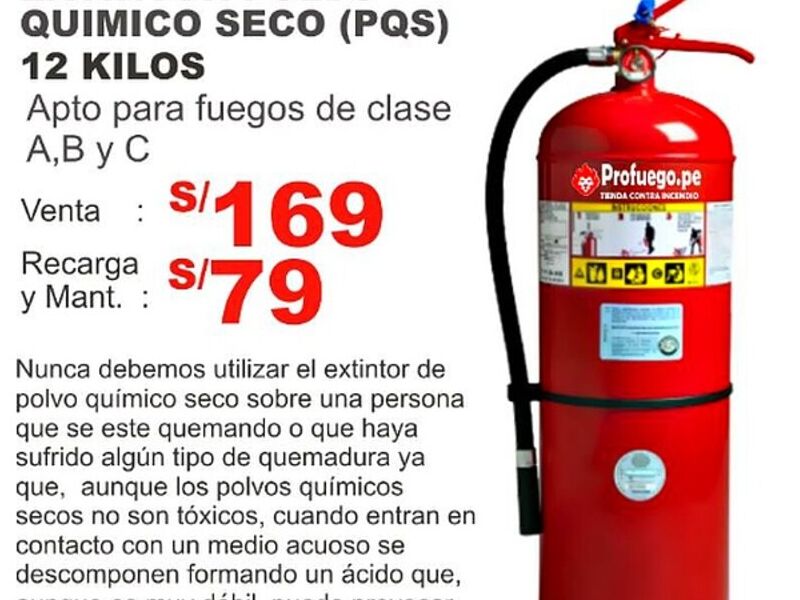 Extintores POLVO QUIMICO SECO (PQS) 12K Perú