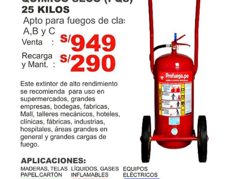 Extintores POLVO QUIMICO SECO (PQS) 25K Perú