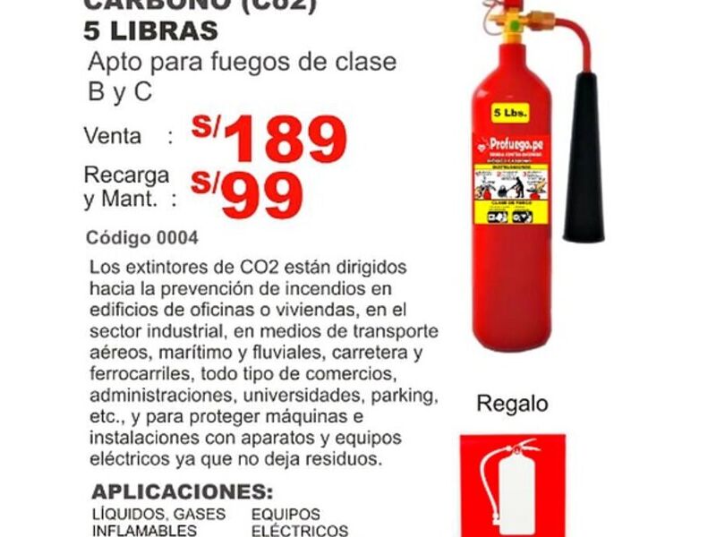 Extintores DIÓXIDO CARBONO (Co2) 05Lb Perú