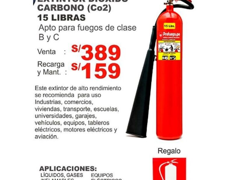 Extintores DIÓXIDO CARBONO (Co2) 15Lb Perú