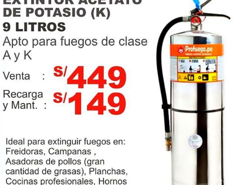 Extintores ACETATO DE POTASIO (K) 09L Perú