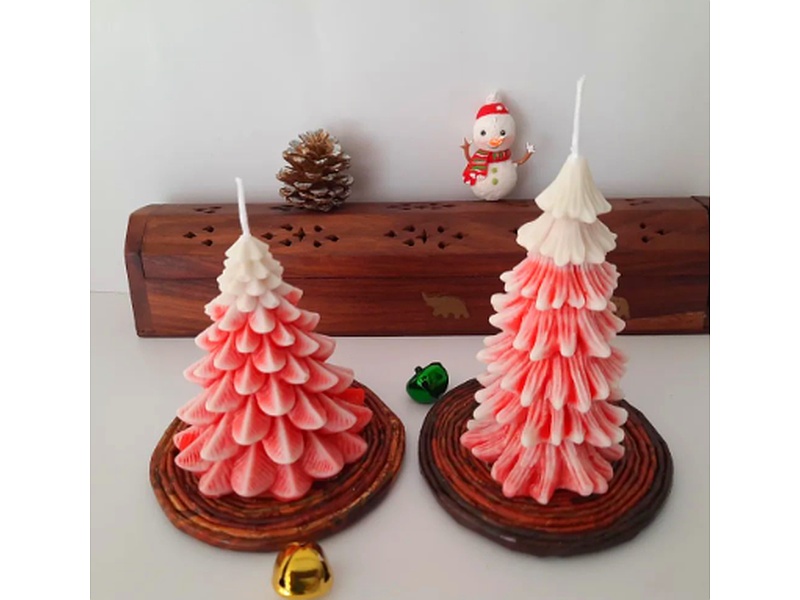 Vela decorativa arbol nevado rosa Peru