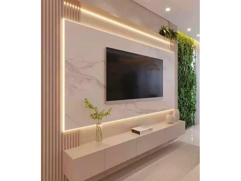 Mueble Televisión Mármol Blanco Perú