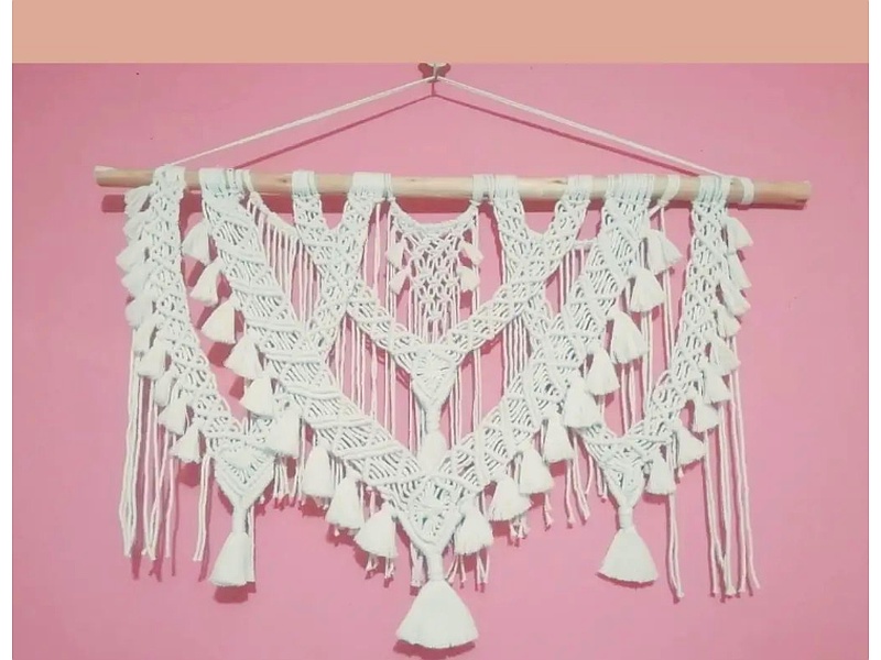 Colgante Pared Macrame Blanco Perú