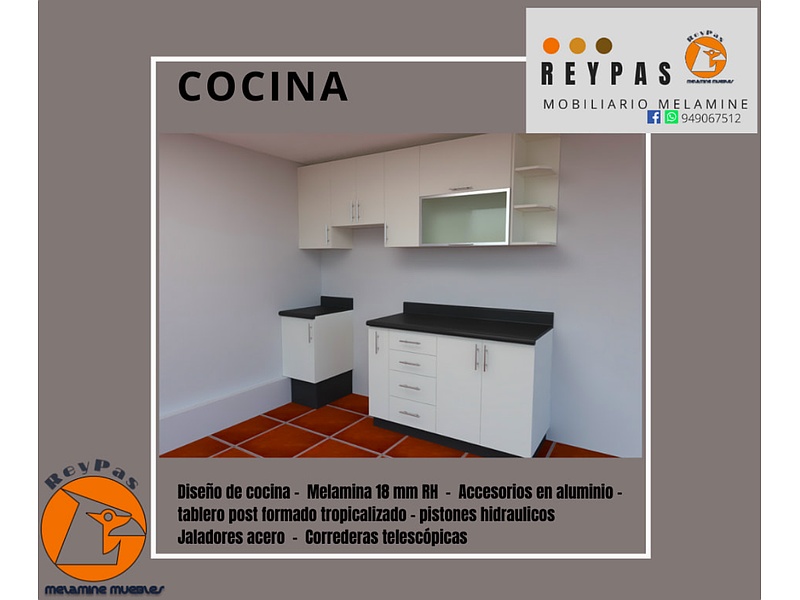Muebles de cocina blancos con negro Peru