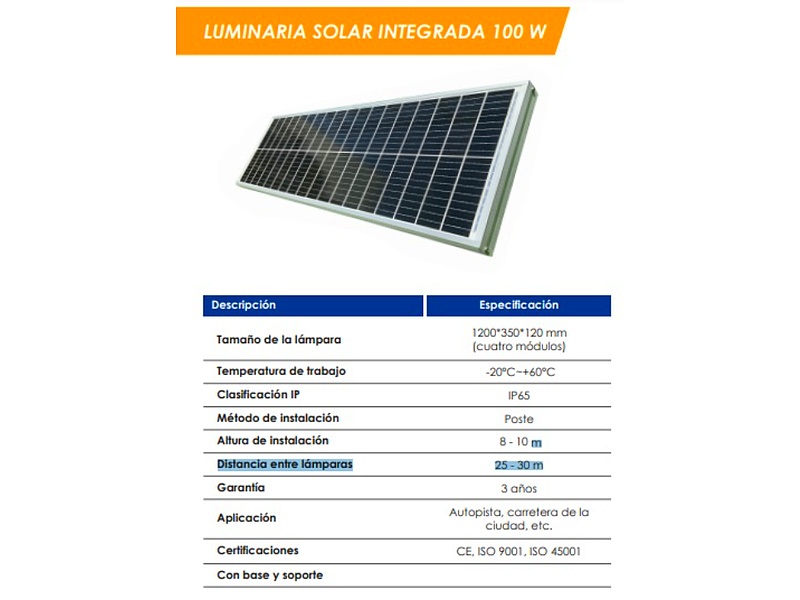 Luminaria Solar 100W-Perú