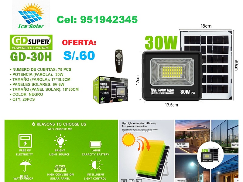 REFLETORES SOLARES 30W-PERÚ