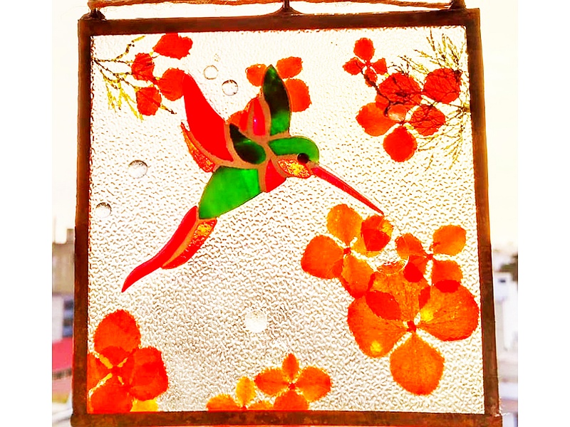 Vitral colibrí Perú  