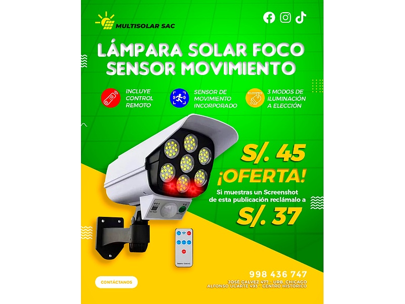 Lámpara Solar con Sensor de Movimiento-Perú
