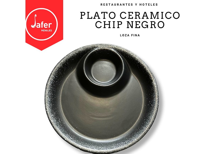 Plato Ceramico Chip Negro-Perú