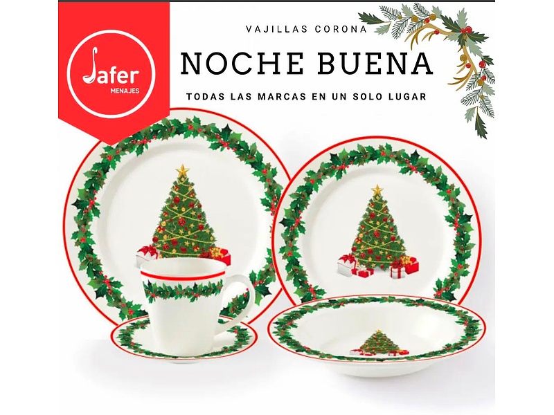 Vajillas Corona Noche Buena-Perú