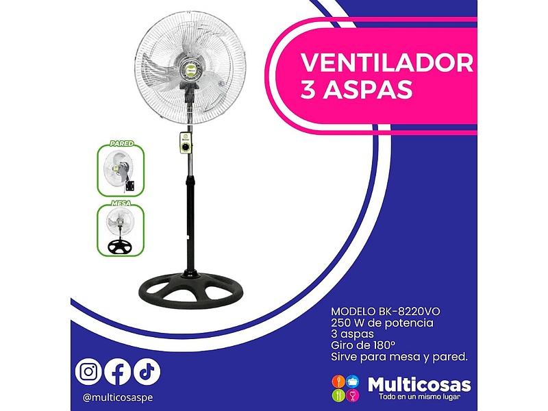 VENTILADORE DE 3 ASPAS PERÚ Multicosas