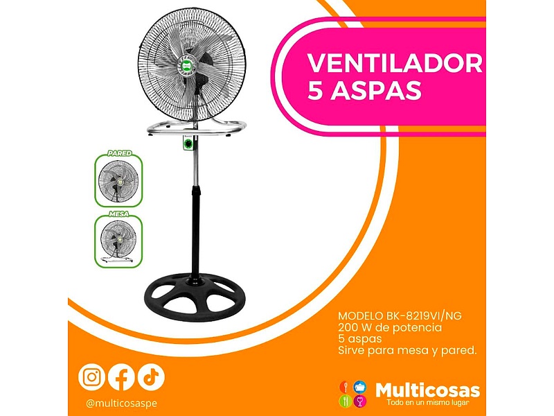 VENTILADORE DE 5 ASPAS PERÚ Multicosas