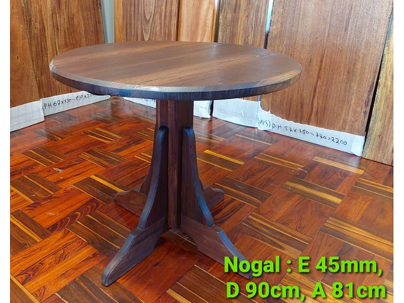 MESA DE MADERA REDONDA NOGAL PERÚ KMU