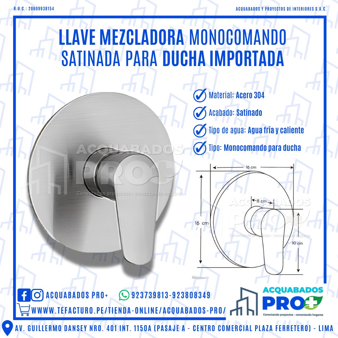 Llave mezcladora para duchas