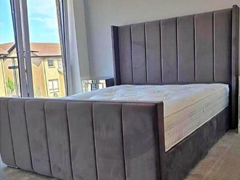 Cama Rayas Tapizado Gris