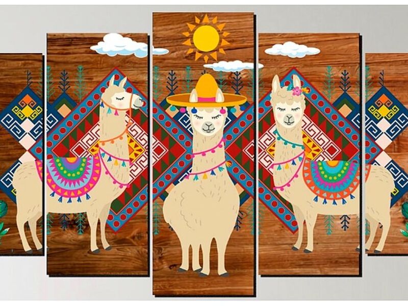 Cuadro Decorativo Llamas Perú