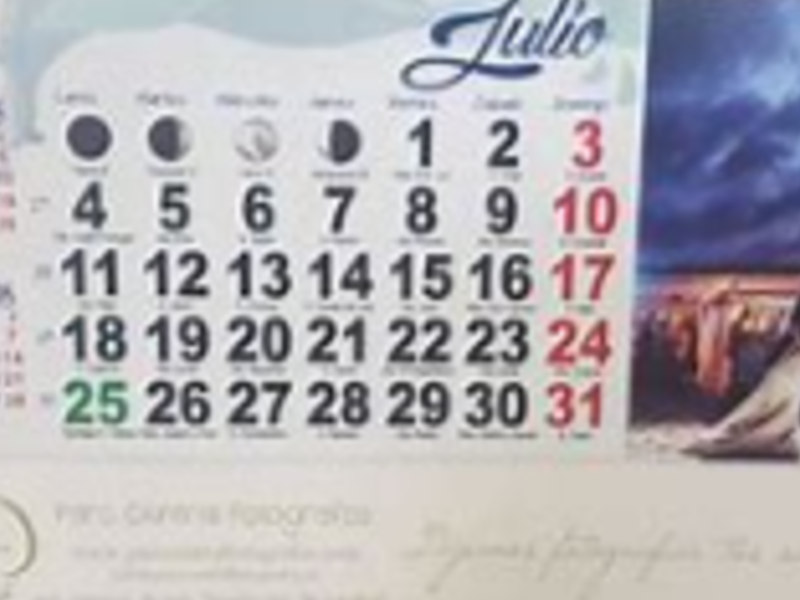 Calendario publicitario, Comas Peru