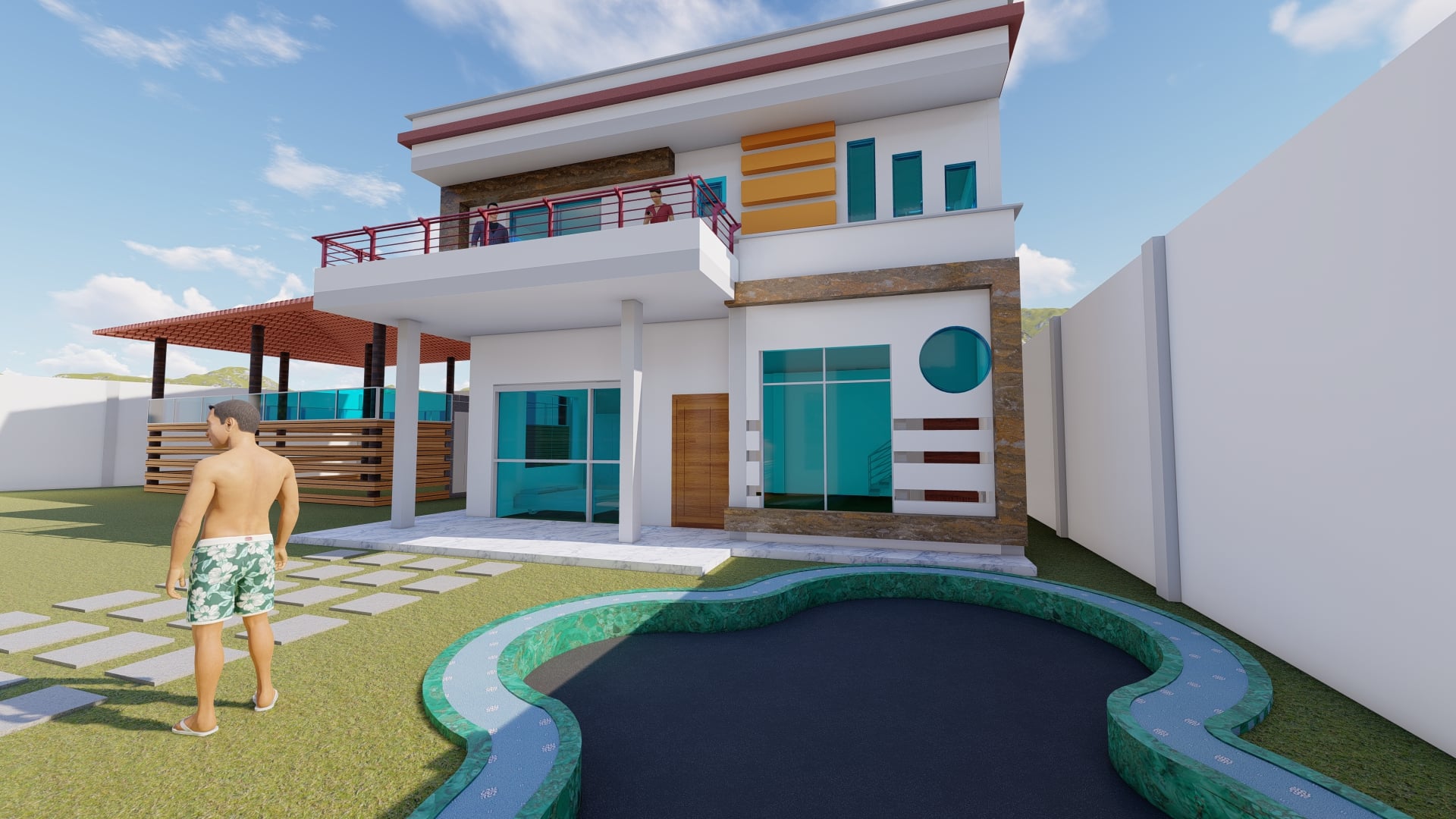 Diseño casa piscina  Perú 