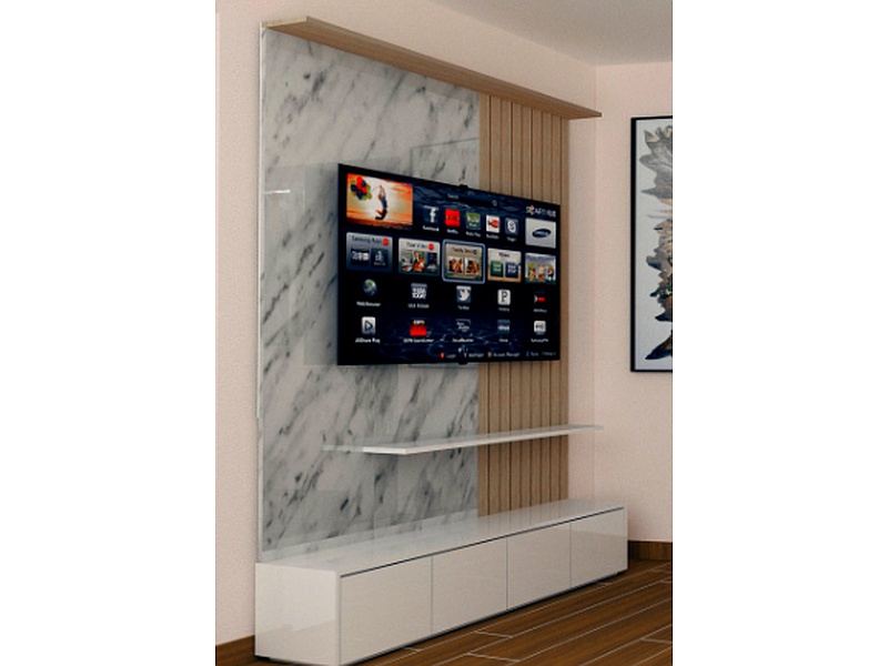 Muebles para Sala de Televisión Blanco Gris Perú