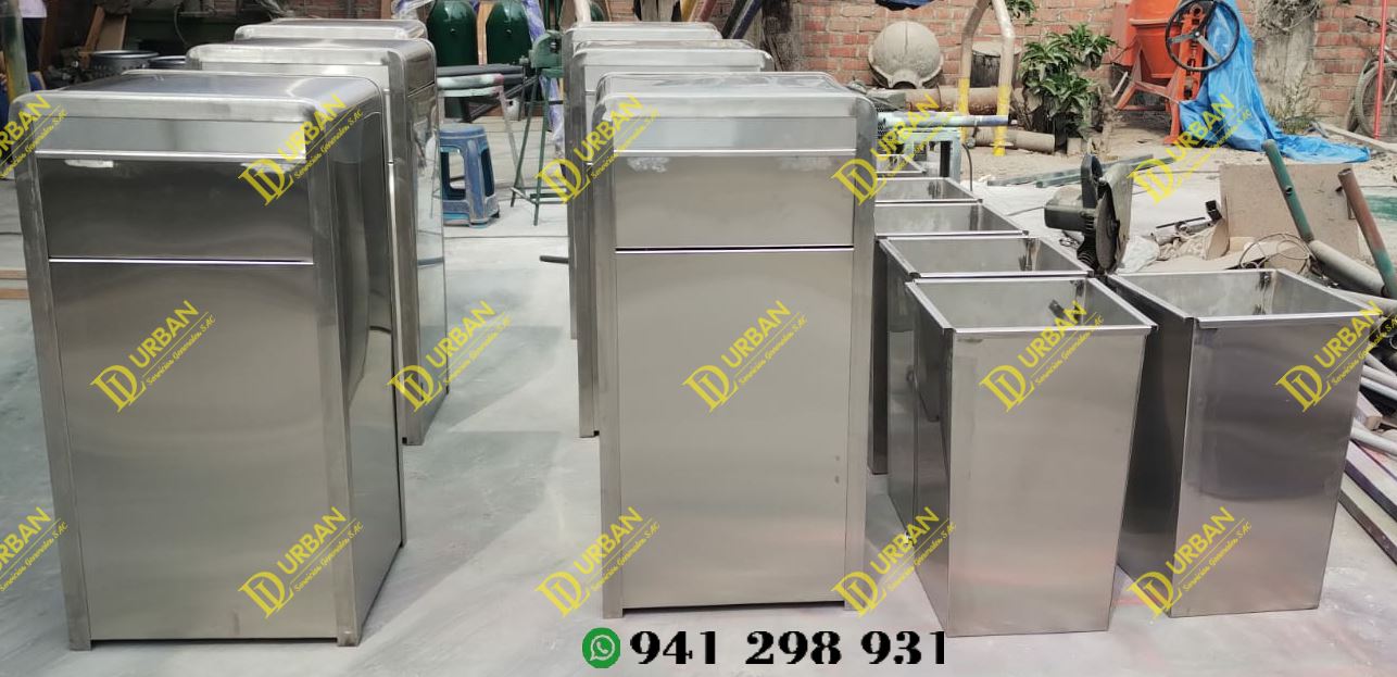 TACHOS DE BASURA METALICOS Y DE FIBRA DE VIDRIO
