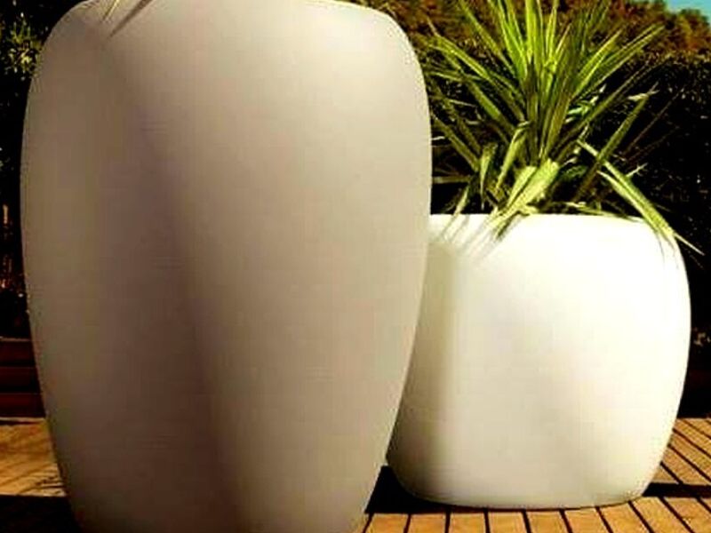 Macetero ceramico blanco grande Perú