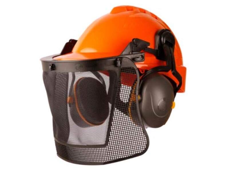 CASCO CON PROTECTOR FACIAL DE MALLA EN LIMA