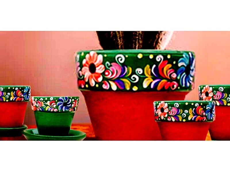 Maceta decorada Floreada Peru