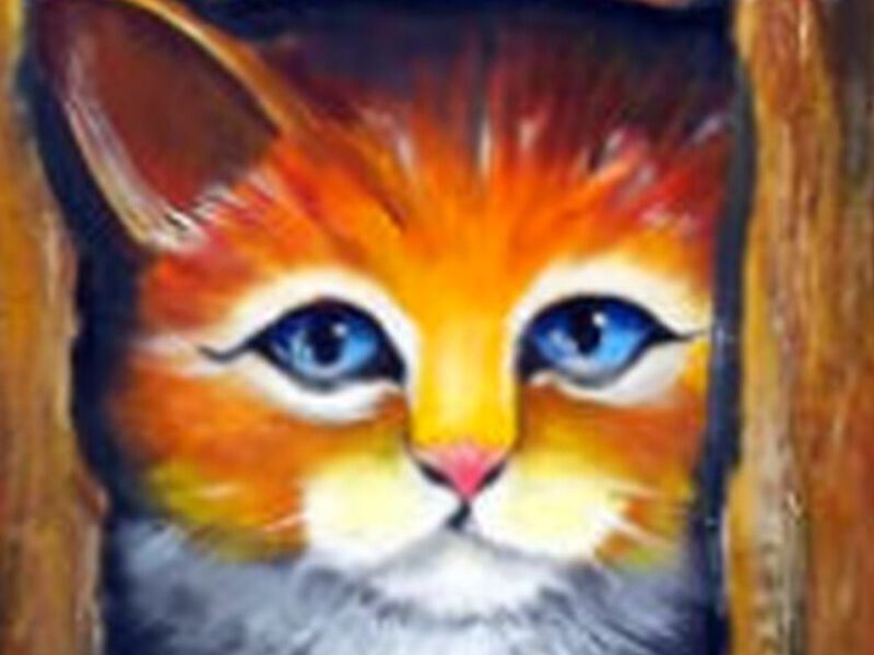 Pintura  Cuadro Gatito Perú 