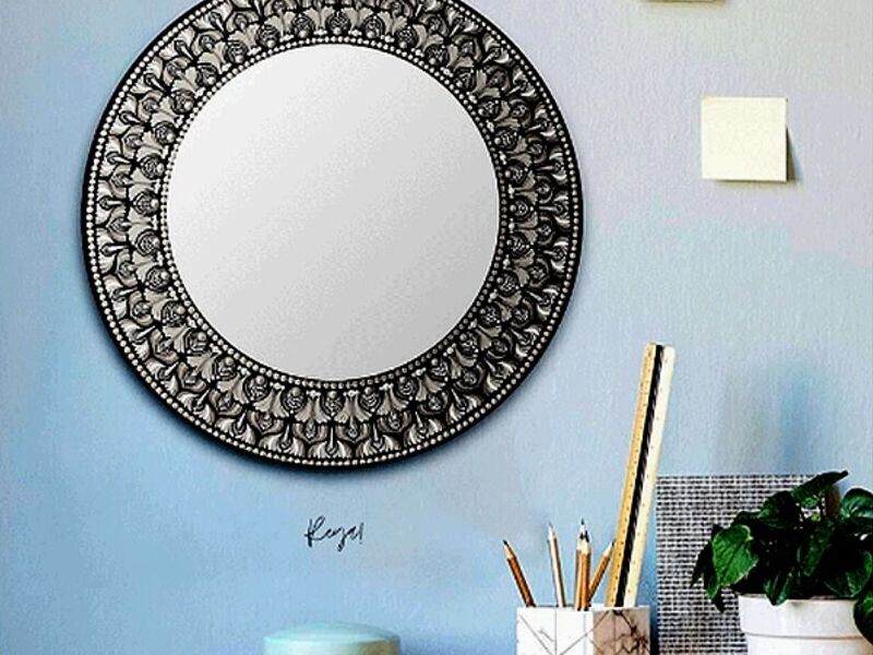 Espejo Decorativo Mándala Escala Grises Perú