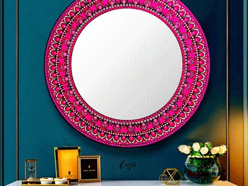 Espejo Decorativo Mándala Fucsia Perú