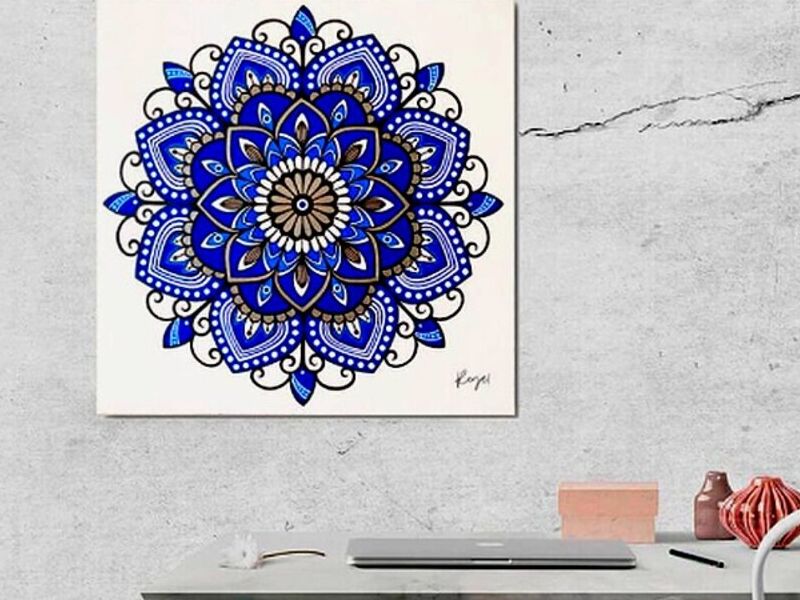 Cuadro Decorativo Mándala Azul/Plateado Perú