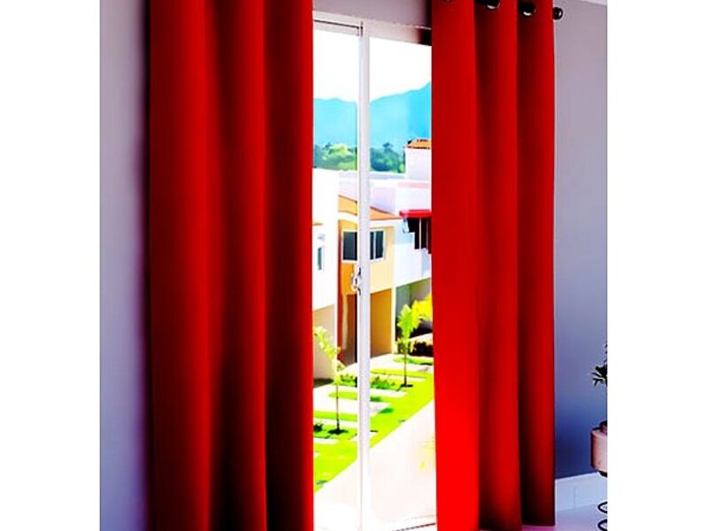 Cortinas Ojales Borlon Rojo Vino Peru