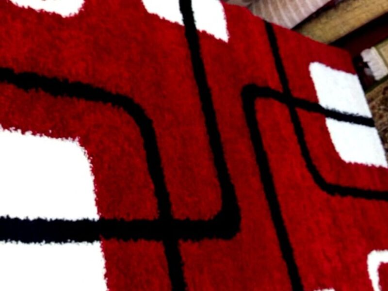 Alfombra Moderna Roja Abstracta Peru