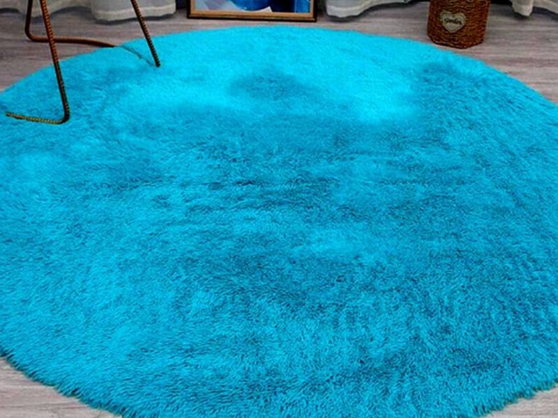 Alfombra Circular Celeste Peru
