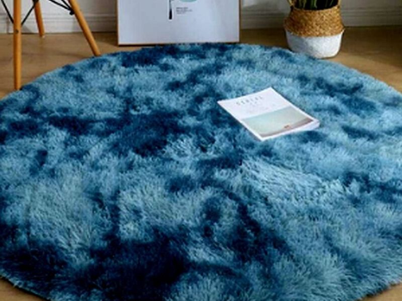Alfombra Circular Moderna Azul Peru