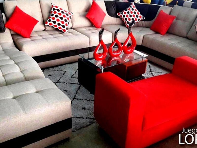 Sofa Moderno Beige Botonado Peru