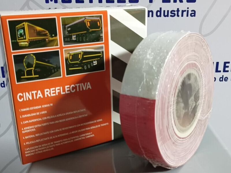 CINTA REFLECTIVA ROJO Y BLANCO 5 CM X 45 MTS