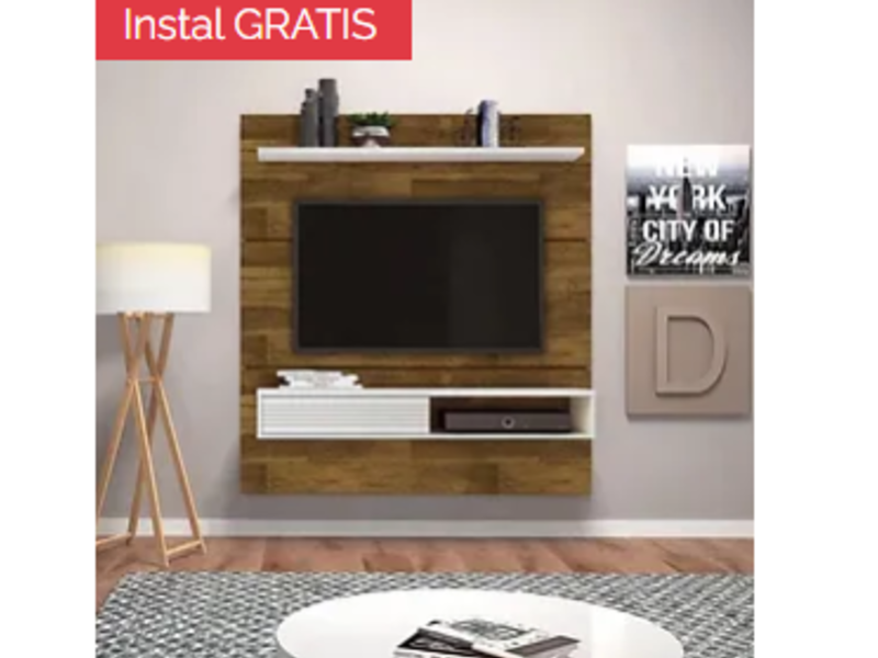 Panel TV SELENE 60" - Blanco /Rústico LIMA