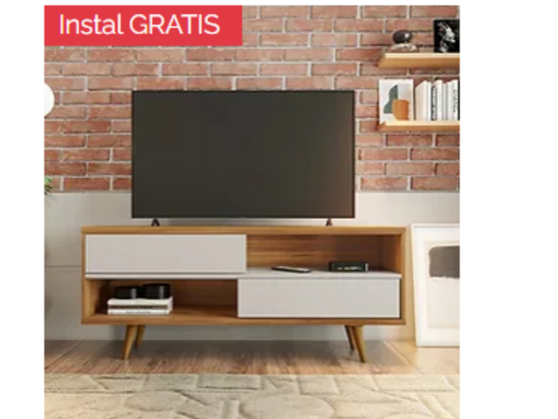 Mesa para TV ALASKA 55" ROBLE / BLANCO LIMA