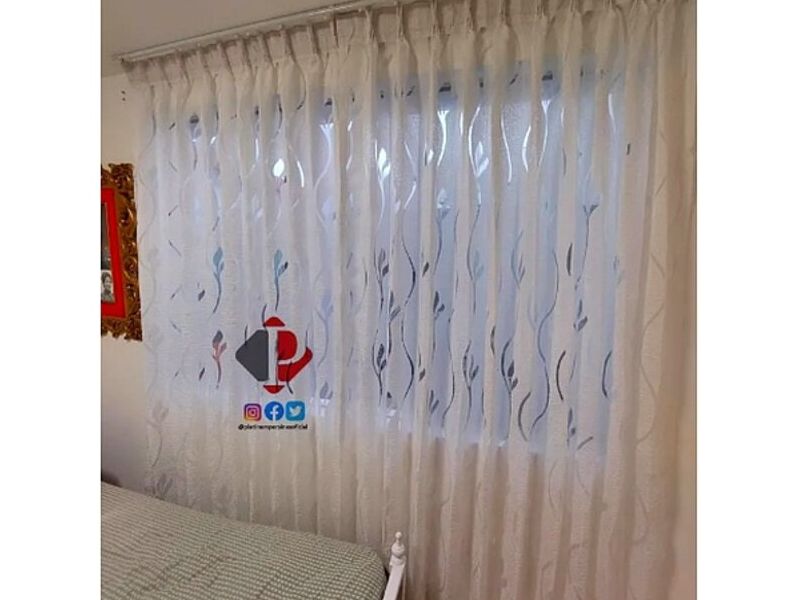 Cortinas Bordada Flores Blanca Trujillo